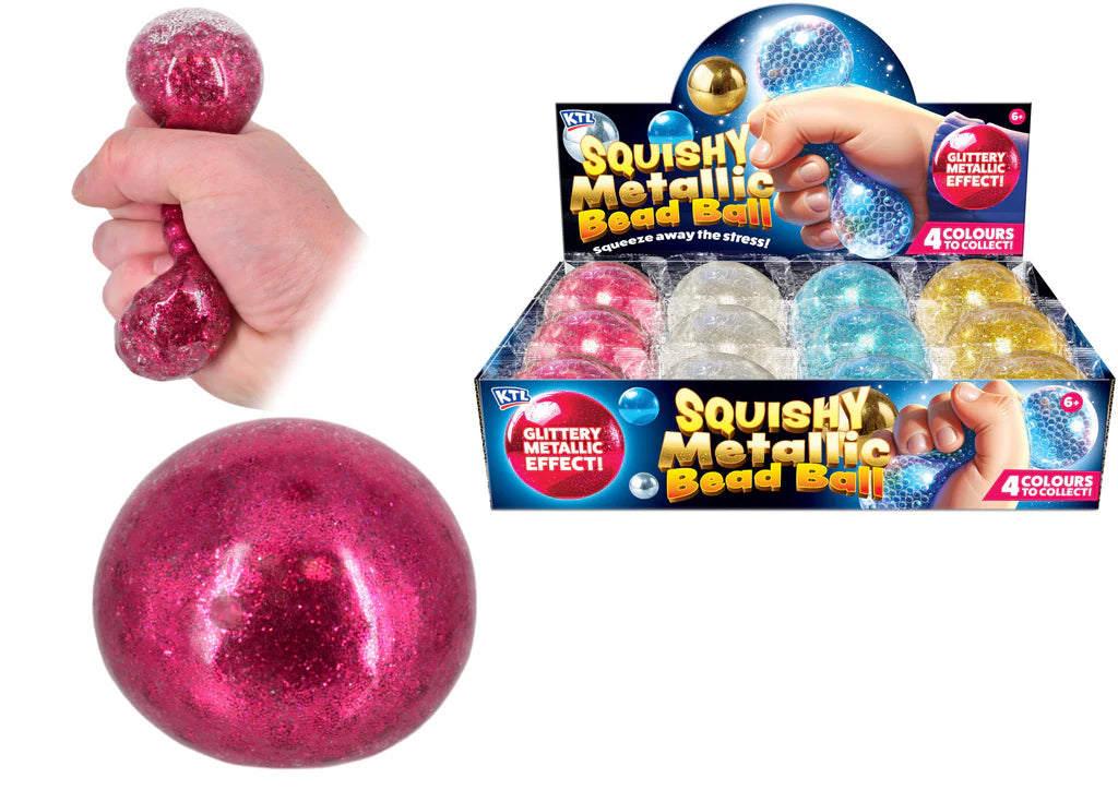 Squishy Metallic Bead Ball Assorted – Glitter Stress Relief Fidget Toy
